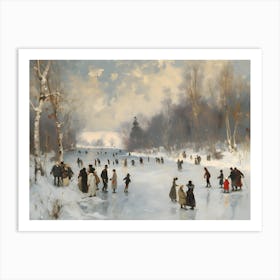 Ice Skating On A Frozen Lake Art Print