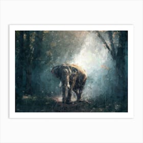 Elephant Impressionist Digital Pianting Art Print