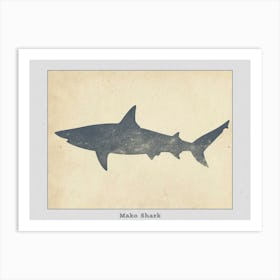 Mako Shark Grey Silhouette 5 Poster Art Print