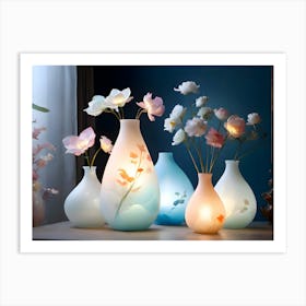 Four Vases With Flowers Art Print