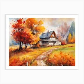 Fall Landscape Farmhouse Art Print