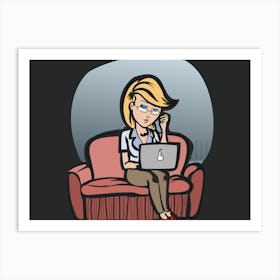 Cartoon Woman On A Couch Art Print