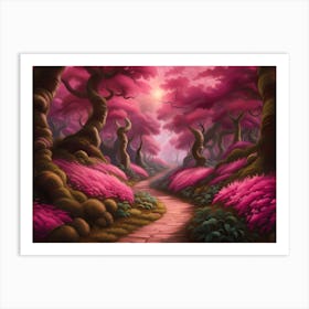 Pink Forest Path Art Print