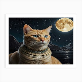 Cat In The Moonlight 5 Art Print