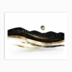 Gold And Black Abstract Painting 107 Art Print