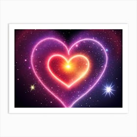 A Colorful Glowing Heart On A Dark Background Horizontal Composition 78 Art Print