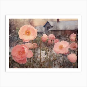 Roses on a Snowy Morning Art Print