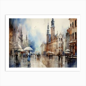 Watercolor Of A City Art Print