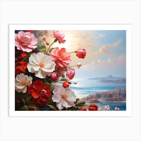 Roses By The Sea Art Print