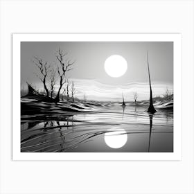 Tranquility Abstract Black And White 11 Art Print