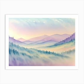 Watercolor Of Mountains Art Print