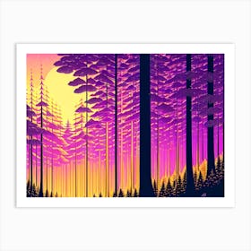 Sunset In The Forest Art Print