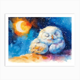 Snowy-Owls in the Polar Nights 1 Art Print