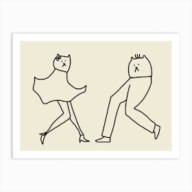 Dancing Cats 2 Art Print