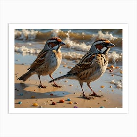 Sparrows on the Beach Art Print