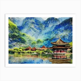 Serene Mountain Sanctuary  Art Print