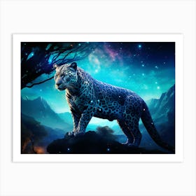 Leopard In The Night Sky 1 Art Print