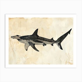 Hammerhead Shark Grey Silhouette 12 Art Print