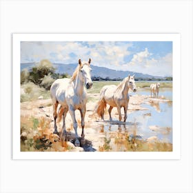 Horses Painting In Corsica, France, Landscape 2 Póster