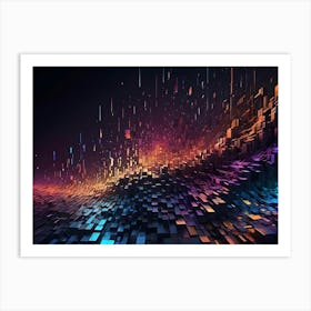 Abstract Image Of A 3d Landscape Made Of Colorful Cubes Art Print