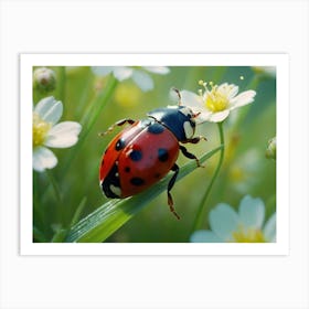 Ladybug On A Flower Art Print
