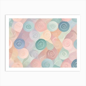 Pastel Colored Circles With Swirling Patterns Create An Abstract And Visually Appealing Background With A Soft And Playful Feel Art Print