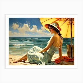Lady On The Beach Art Print