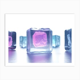 Pink Ice Cube With Blue Ice Cubes Art Print