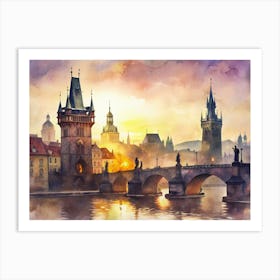 Prague Bridge Art Print