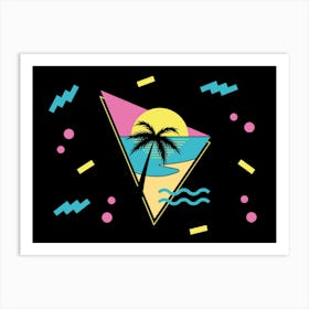 Memphis Pattern Retro Dreamwave 80s Pink Vintage 90s Synthwave Palmtree Artwork Art Print