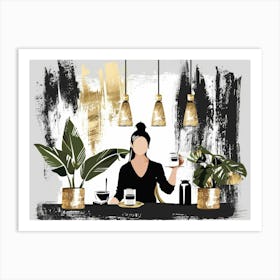 Woman At The Coffee Shop Art Print