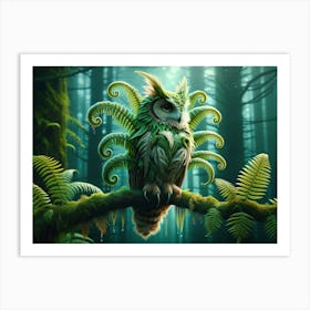 Fern-Owl Fantasy Art Print