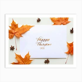 An Autumnal Thanksgiving Holiday Greeting Card In A Handwritten Calligraphy Design Vectorial Print Art Print