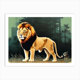 Lion In The Forest Art Print