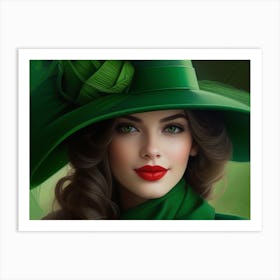 Green Hat Art Print