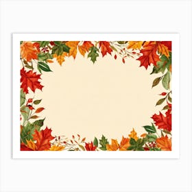 A Festive Thanksgiving Card Autum Leaves In Hues Of Burnt Orange Ripe Red Green And Sun Kissed Ye (5) 1 Art Print