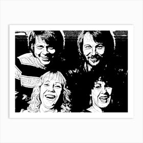 Abba Band Music Black In White Art Print