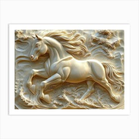 Horse In Water Art Print