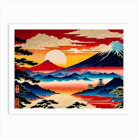 Traditional Japanese Sunset Art Print