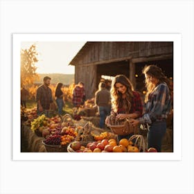 Autumn Harvest Festival On A Rustic Farm Overflowing Baskets Of Ripe Autumn Fruits Including Apple 2 1 Art Print