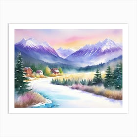 Winter's Embrace: A Mountain View Art Print