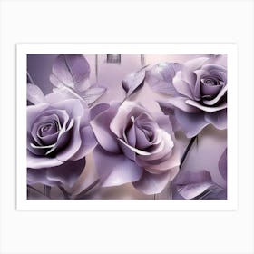 3d With Purple Roses Art Print