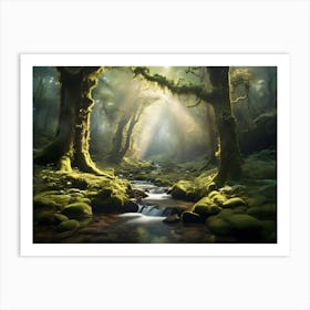 Mossy Forest Paintings Art Print 1 Art Print