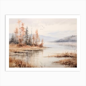 A Painting Of A Lake In Autumn 71 Art Print