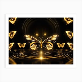 Golden Butterflies 25 Art Print