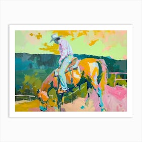 Neon Cowboy In Santa Fe New Mexico Painting Art Print