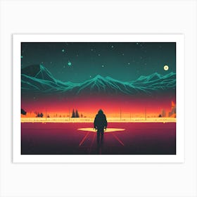 Man Looking At The Night Sky Art Print