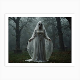 Ghostly Woman In A Cemetery Art Print