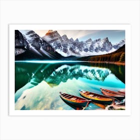 Three Boats On A Lake Art Print