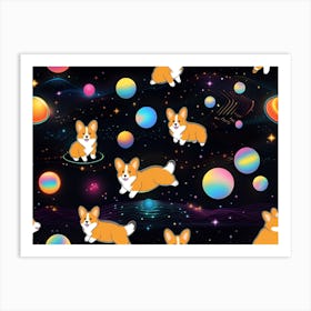 Galaxy Corgis Art Print